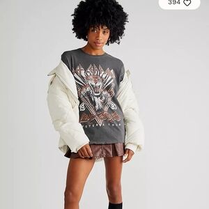 Junk Food Clothing Gray Graphic Tee/Free People Def Leppard